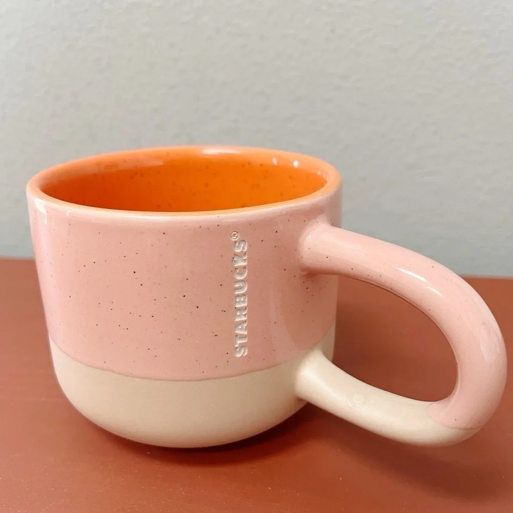 Starbucks Terra Cotta Speckled Two-Tone Long Handle Mug 12 oz Coffee Tea